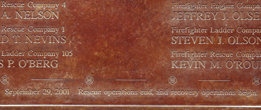 September 29, 2001 rescue operations end, and recovery operations begin